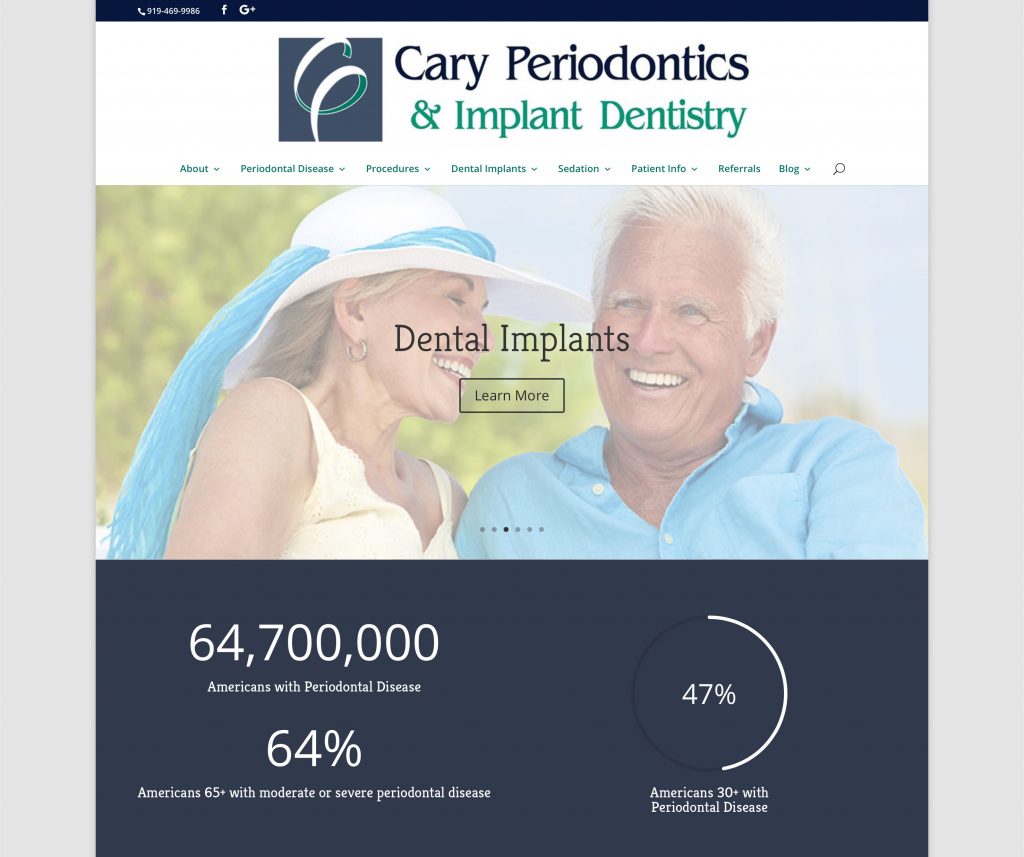 Cary Periodontics website homepage